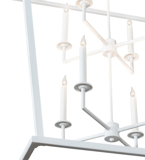 Meyda Lighting Kitzi 42"Sq 8-Light Matte White Tapered Pendant Light With White Faux Candlelight