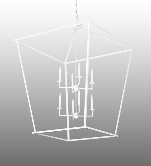 Meyda Lighting Kitzi 42"Sq 8-Light Matte White Tapered Pendant Light With White Faux Candlelight