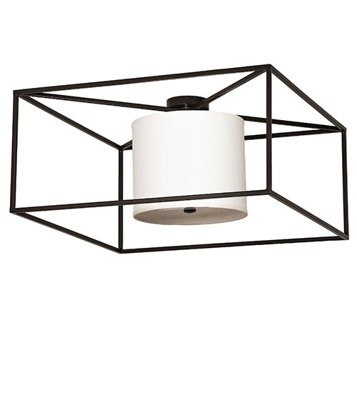 Meyda Lighting Kitzi 43" 2-Light Timeless Bronze Flush Mount Light With White Statuario Idalight & Off-White Styrene Shade