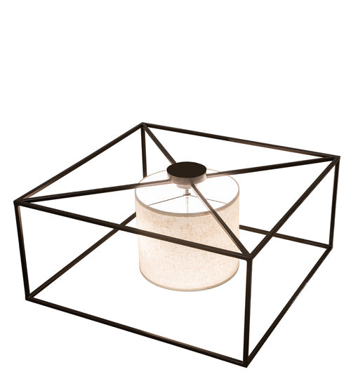 Meyda Lighting Kitzi 43" 2-Light Timeless Bronze Flush Mount Light With White Statuario Idalight & Off-White Styrene Shade