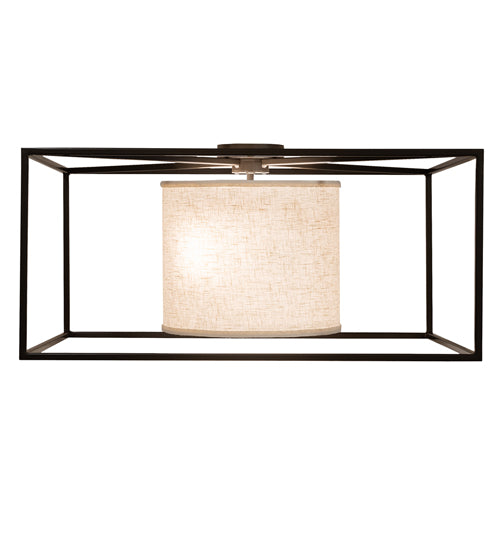 Meyda Lighting Kitzi 43" 2-Light Timeless Bronze Flush Mount Light With White Statuario Idalight & Off-White Styrene Shade