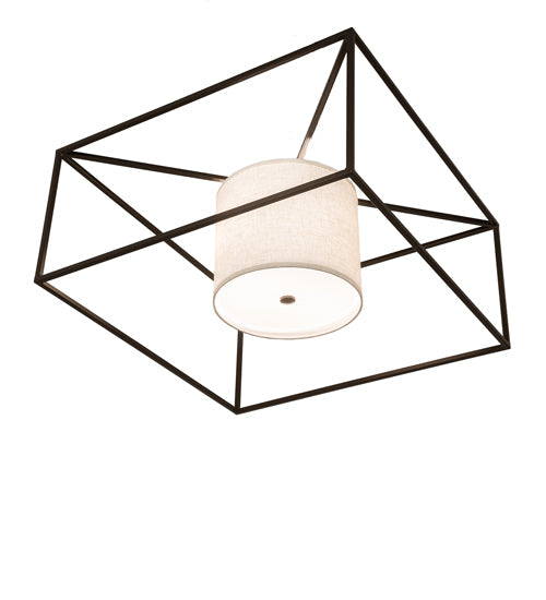 Meyda Lighting Kitzi 43" 2-Light Timeless Bronze Flush Mount Light With White Statuario Idalight & Off-White Styrene Shade