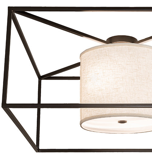 Meyda Lighting Kitzi 43" 2-Light Timeless Bronze Flush Mount Light With White Statuario Idalight & Off-White Styrene Shade