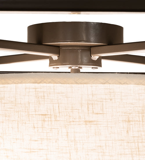 Meyda Lighting Kitzi 43" 2-Light Timeless Bronze Flush Mount Light With White Statuario Idalight & Off-White Styrene Shade