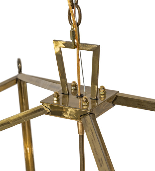 Meyda Lighting Kitzi 50"Sq 8-Light Brass Tint Tapered Pendant Light With White Faux Candlelight