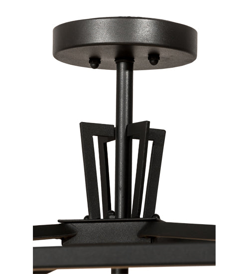 Meyda Lighting Kitzi 51" 12-Light Wrought Iron Pendant Light With Clear Seeded Shade Glass