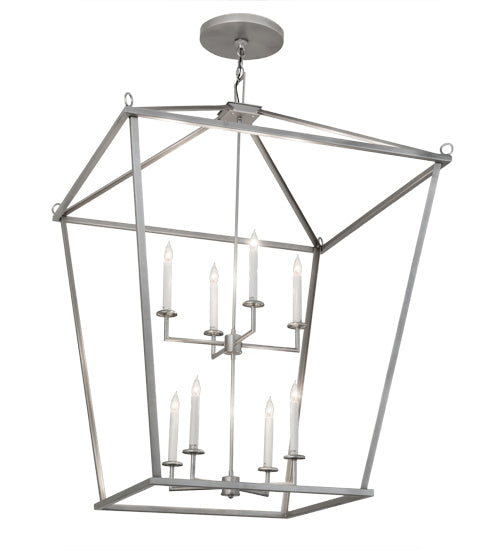 Meyda Lighting Kitzi 51" 8-Light Nickel Tapered Pendant Light With White Faux Candlelight