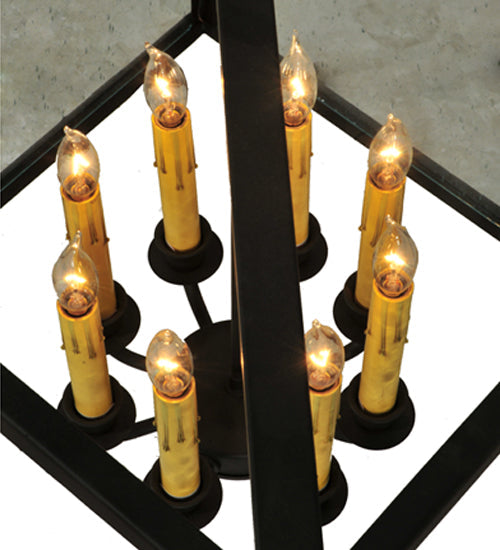 Meyda Lighting Kitzi 51" 8-Light Oil Rubbed Bronze Box Pendant Light With Clear Seeded Shade Glass