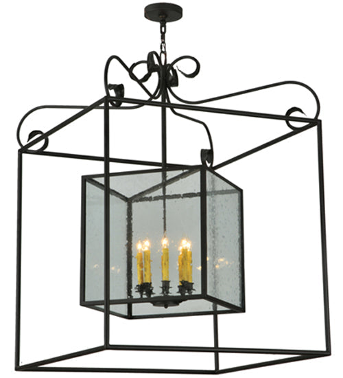 Meyda Lighting Kitzi 51" 8-Light Oil Rubbed Bronze Box Pendant Light With Clear Seeded Shade Glass