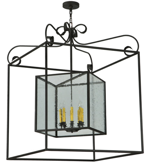 Meyda Lighting Kitzi 51" 8-Light Oil Rubbed Bronze Box Pendant Light With Clear Seeded Shade Glass