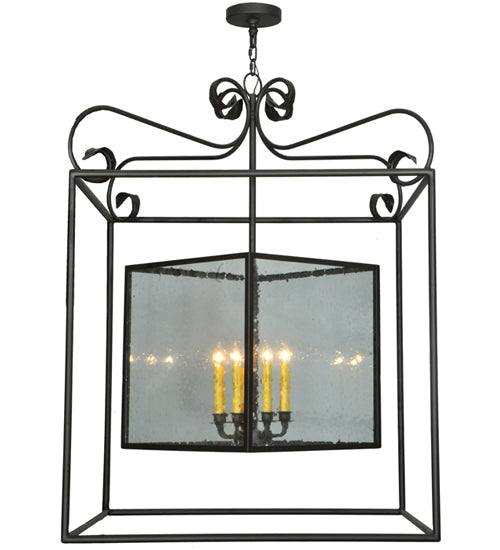 Meyda Lighting Kitzi 51" 8-Light Oil Rubbed Bronze Box Pendant Light With Clear Seeded Shade Glass