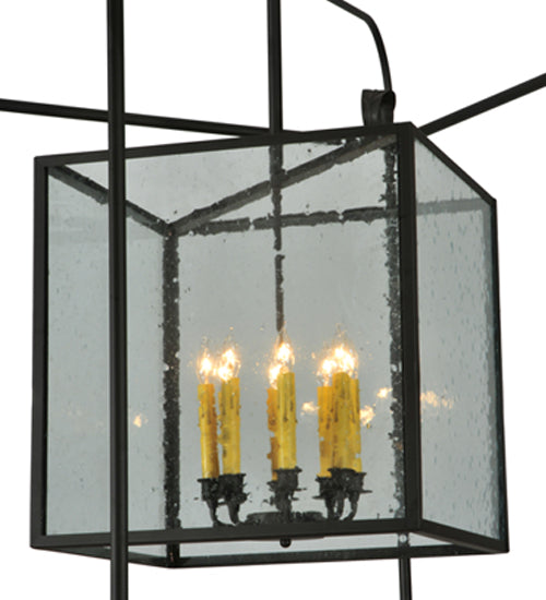 Meyda Lighting Kitzi 51" 8-Light Oil Rubbed Bronze Box Pendant Light With Clear Seeded Shade Glass