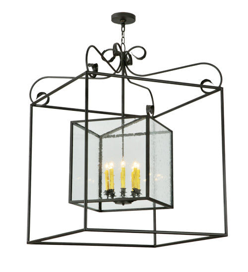 Meyda Lighting Kitzi 51" 8-Light Oil Rubbed Bronze Box Pendant Light With Clear Seeded Shade Glass
