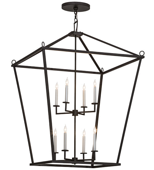 Meyda Lighting Kitzi 51" 8-Light Oil Rubbed Bronze Tapered Pendant Light With White Faux Candlelight