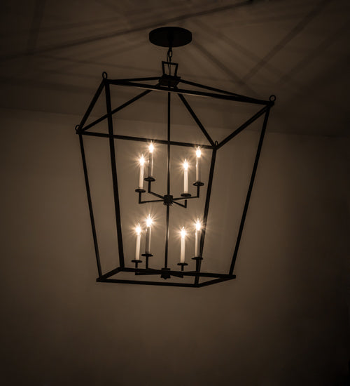 Meyda Lighting Kitzi 51" 8-Light Textured Black Tapered Pendant Light With White Faux Candlelight