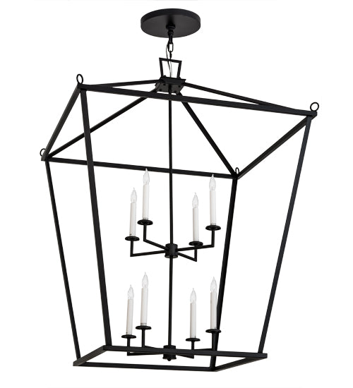 Meyda Lighting Kitzi 51" 8-Light Textured Black Tapered Pendant Light With White Faux Candlelight