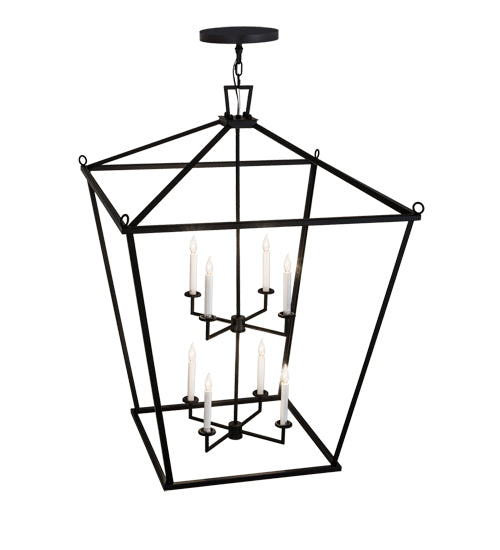 Meyda Lighting Kitzi 51" 8-Light Textured Black Tapered Pendant Light With White Faux Candlelight