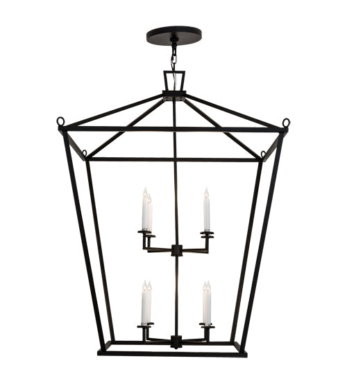 Meyda Lighting Kitzi 51" 8-Light Textured Black Tapered Pendant Light With White Faux Candlelight