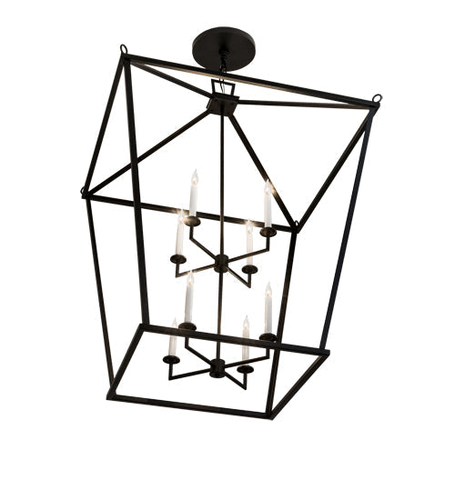 Meyda Lighting Kitzi 51" 8-Light Textured Black Tapered Pendant Light With White Faux Candlelight