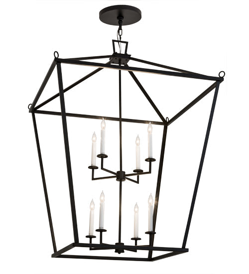 Meyda Lighting Kitzi 51" 8-Light Textured Black Tapered Pendant Light With White Faux Candlelight