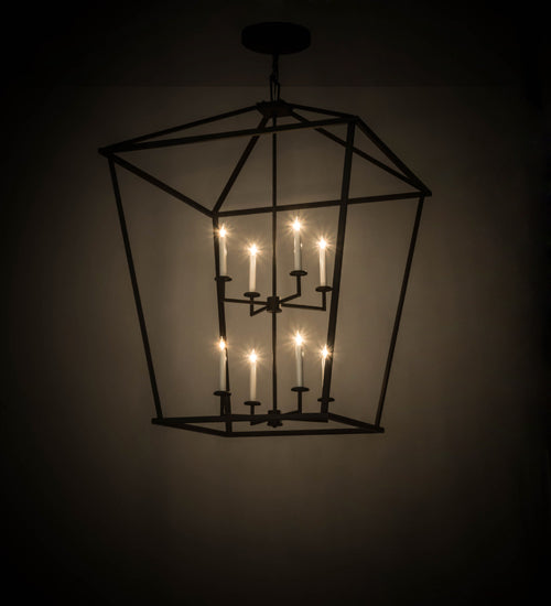 Meyda Lighting Kitzi 51" 8-Light Wrought Iron Tapered Pendant Light With White Faux Candlelight