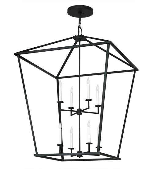 Meyda Lighting Kitzi 51" 8-Light Wrought Iron Tapered Pendant Light With White Faux Candlelight