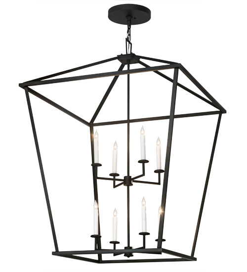 Meyda Lighting Kitzi 51" 8-Light Wrought Iron Tapered Pendant Light With White Faux Candlelight