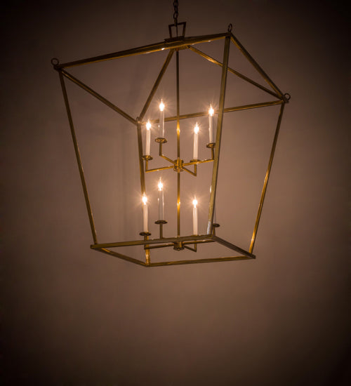Meyda Lighting Kitzi 52" 8-Light Brass Tapered Pendant Light With White Faux Candlelight