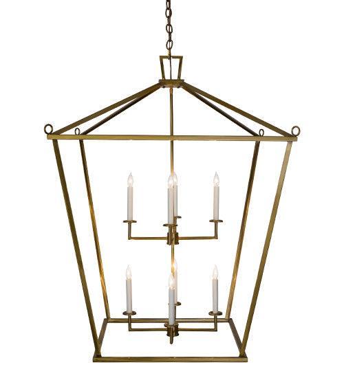 Meyda Lighting Kitzi 52" 8-Light Brass Tapered Pendant Light With White Faux Candlelight