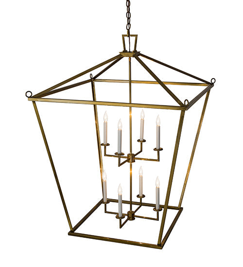 Meyda Lighting Kitzi 52" 8-Light Brass Tapered Pendant Light With White Faux Candlelight