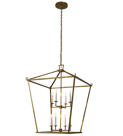 Meyda Lighting Kitzi 52" 8-Light Brass Tapered Pendant Light With White Faux Candlelight