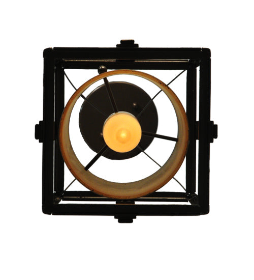 Meyda Lighting Kitzi 6" Golden Bronze Cylinder Mini Pendant Light With Avorio Amber Shade Glass