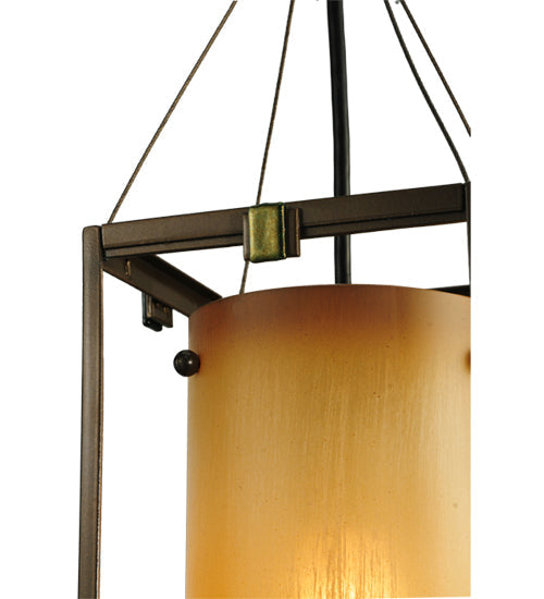 Meyda Lighting Kitzi 6" Golden Bronze Cylinder Mini Pendant Light With Avorio Amber Shade Glass