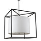 Meyda Lighting Kitzi 68" 6-Light Textured Black Cilindro Pendant Light With White Textrene Shade