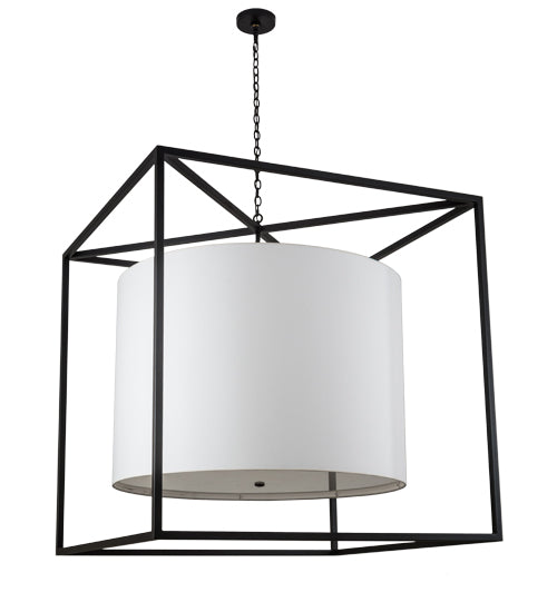 Meyda Lighting Kitzi 68" 6-Light Textured Black Cilindro Pendant Light With White Textrene Shade