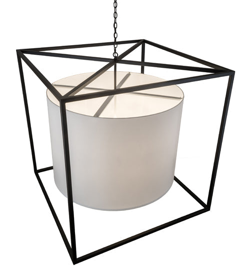 Meyda Lighting Kitzi 68" 6-Light Textured Black Cilindro Pendant Light With White Textrene Shade