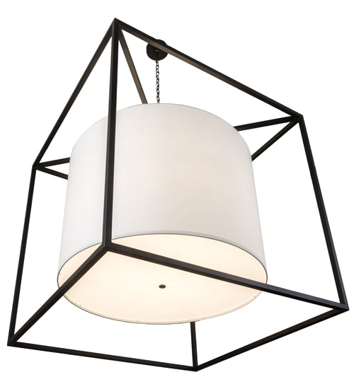 Meyda Lighting Kitzi 68" 6-Light Textured Black Cilindro Pendant Light With White Textrene Shade