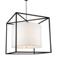 Meyda Lighting Kitzi 68" 6-Light Textured Black Cilindro Pendant Light With White Textrene Shade