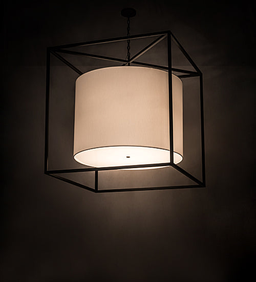 Meyda Lighting Kitzi 68" 6-Light Timeless Bronze Cilindro Pendant Light With White Textrene Shade