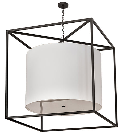 Meyda Lighting Kitzi 68" 6-Light Timeless Bronze Cilindro Pendant Light With White Textrene Shade