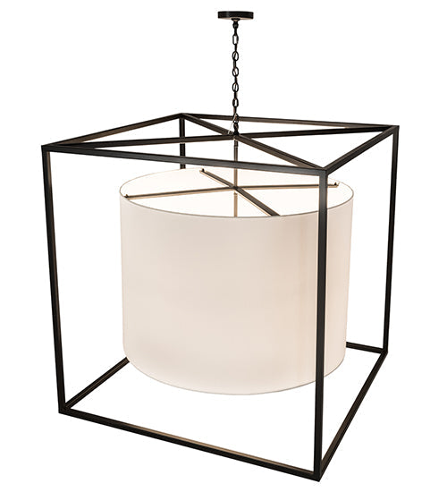 Meyda Lighting Kitzi 68" 6-Light Timeless Bronze Cilindro Pendant Light With White Textrene Shade