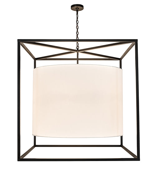 Meyda Lighting Kitzi 68" 6-Light Timeless Bronze Cilindro Pendant Light With White Textrene Shade
