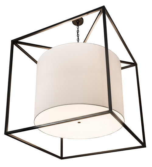 Meyda Lighting Kitzi 68" 6-Light Timeless Bronze Cilindro Pendant Light With White Textrene Shade