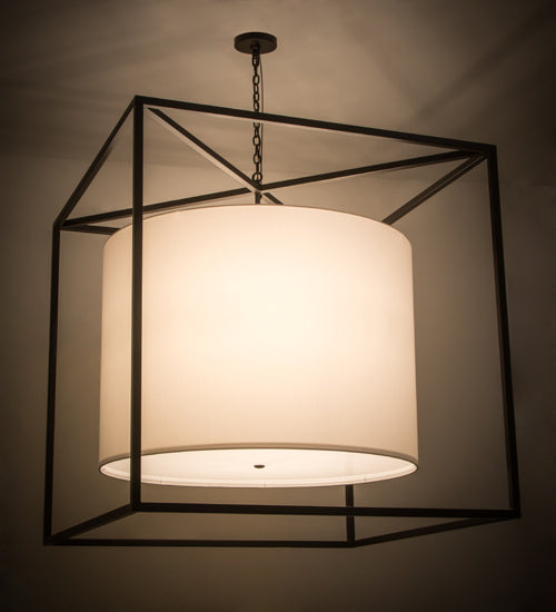 Meyda Lighting Kitzi 68" 6-Light Timeless Bronze Cilindro Pendant Light With White Textrene & Statuario Idalight Shade