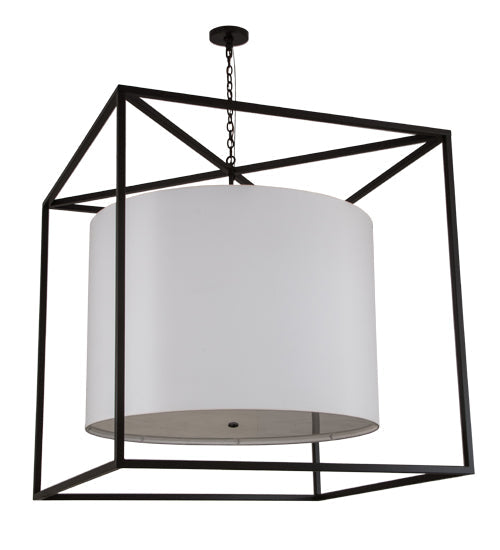 Meyda Lighting Kitzi 68" 6-Light Timeless Bronze Cilindro Pendant Light With White Textrene & Statuario Idalight Shade