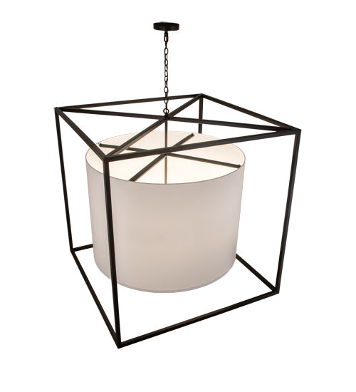Meyda Lighting Kitzi 68" 6-Light Timeless Bronze Cilindro Pendant Light With White Textrene & Statuario Idalight Shade