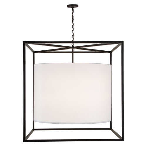 Meyda Lighting Kitzi 68" 6-Light Timeless Bronze Cilindro Pendant Light With White Textrene & Statuario Idalight Shade