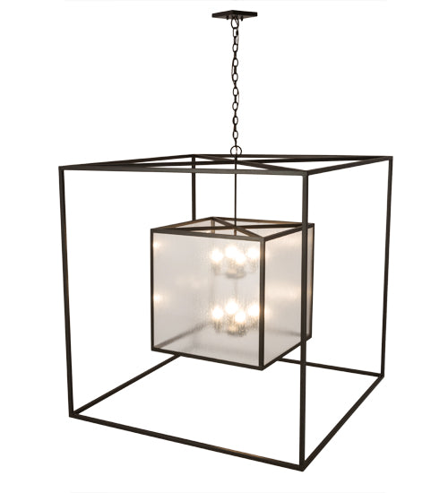 Meyda Lighting Kitzi 68" 8-Light Timeless Bronze Pendant Light With Clear Seeded Shade Glass