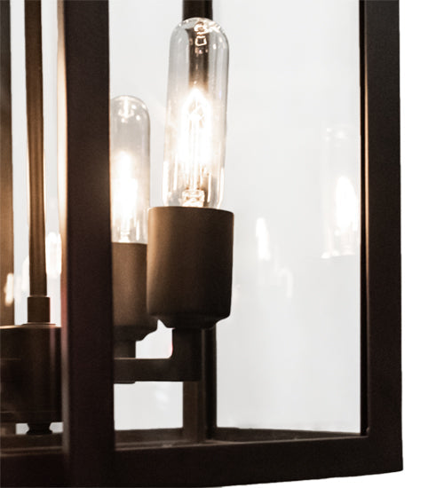 Meyda Lighting Kitzi Box 14" 4-Light Oil Rubbed Bronze Pendant Light With Clear Shade Glass