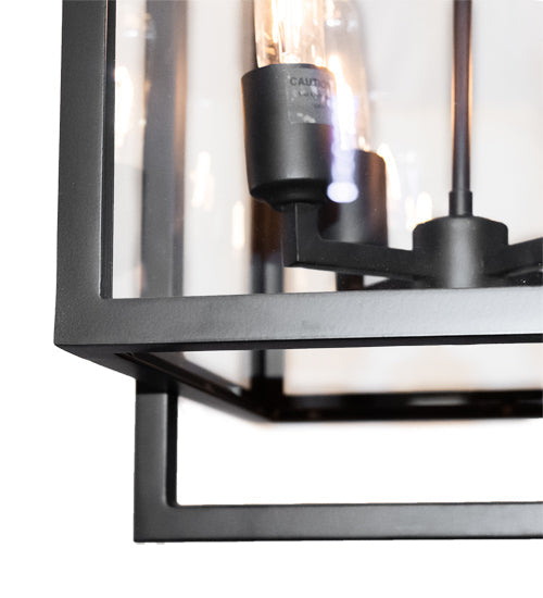 Meyda Lighting Kitzi Box 14" 4-Light Oil Rubbed Bronze Pendant Light With Clear Shade Glass